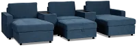 Addie Blue Fabric 6-piece Home Theater With Storage Consoles