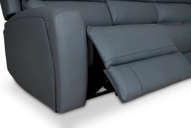 Summit Blue Lthr/vinyl Small Two-arm Power Reclining Sectional