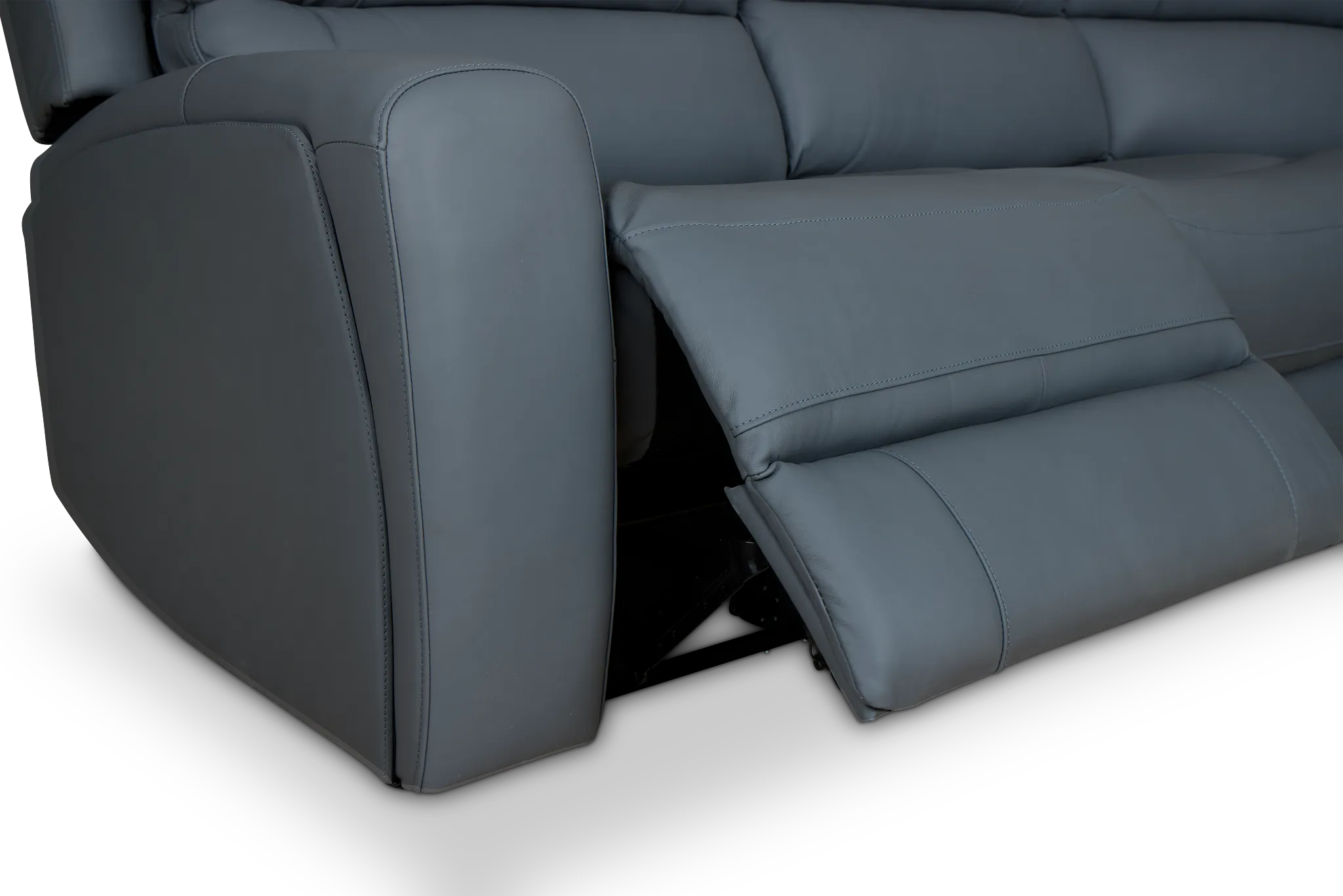 Summit Blue Lthr/vinyl Small Two-arm Power Reclining Sectional