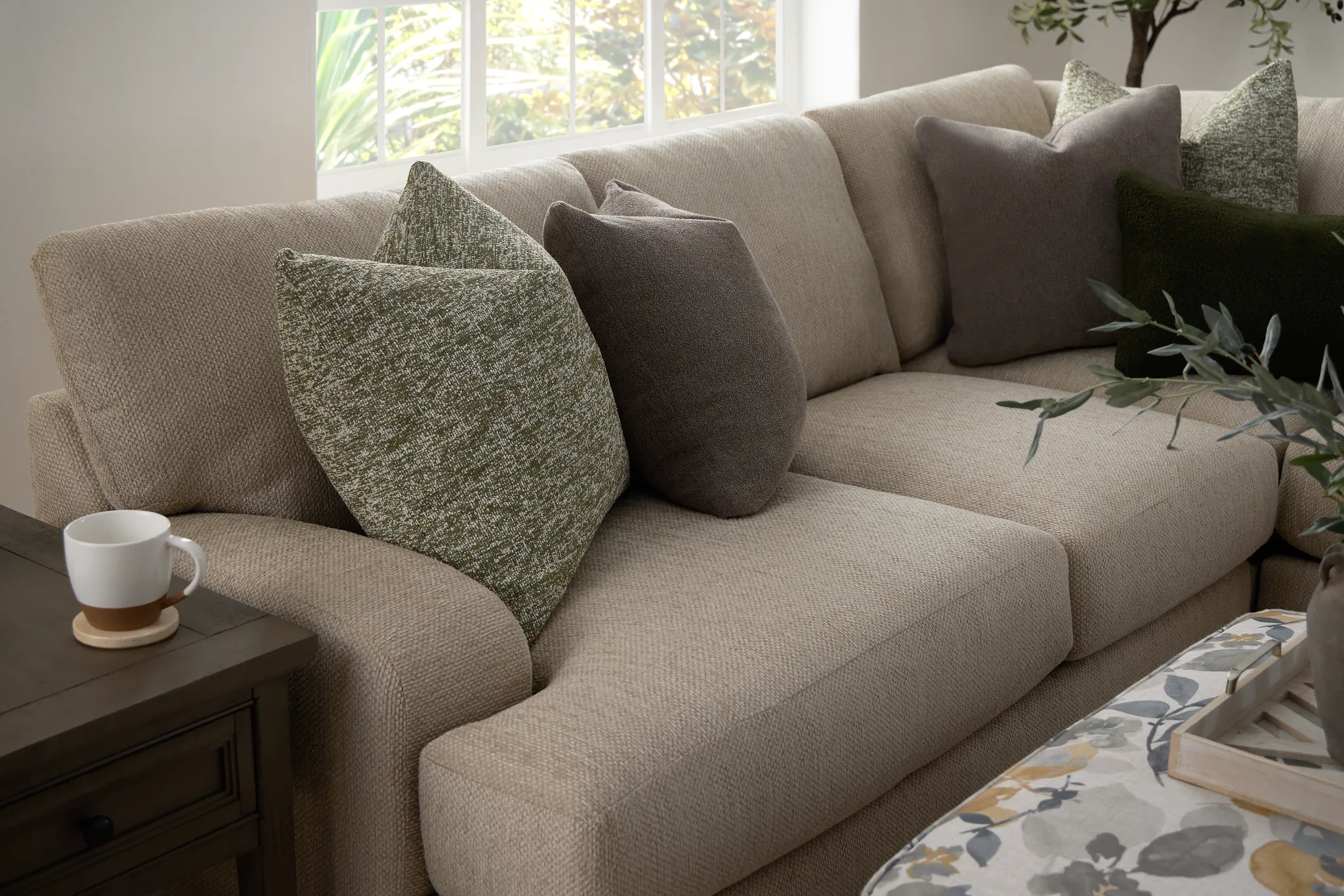 Alpha Light Gray Fabric Small Two-arm Sectional