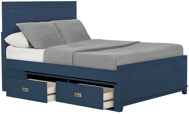 Ryder Dark Blue Panel Storage Bed