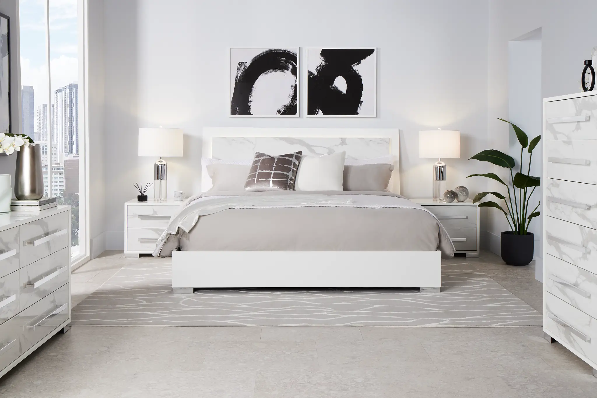 Modena White Platform Bed Modena White Platform Bed