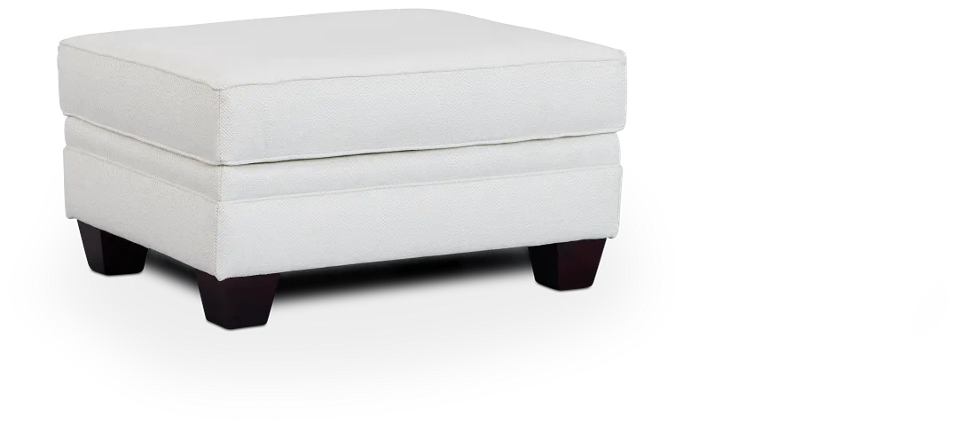 Avery White Fabric Ottoman