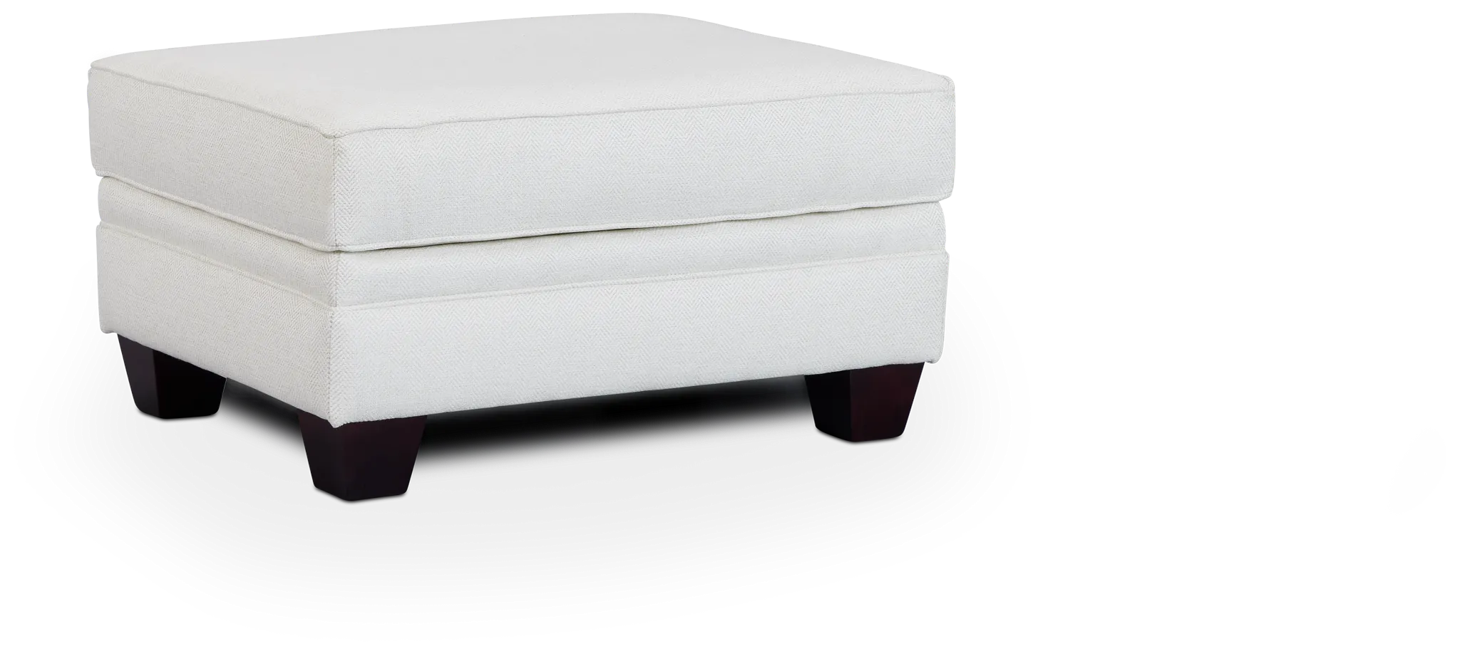 Avery White Fabric Ottoman