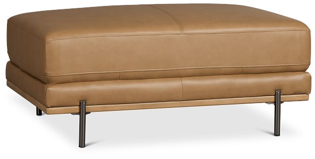 Tessa Light Brown Leather Ottoman