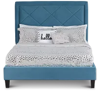 Collin Blue Velvet Platform Bed