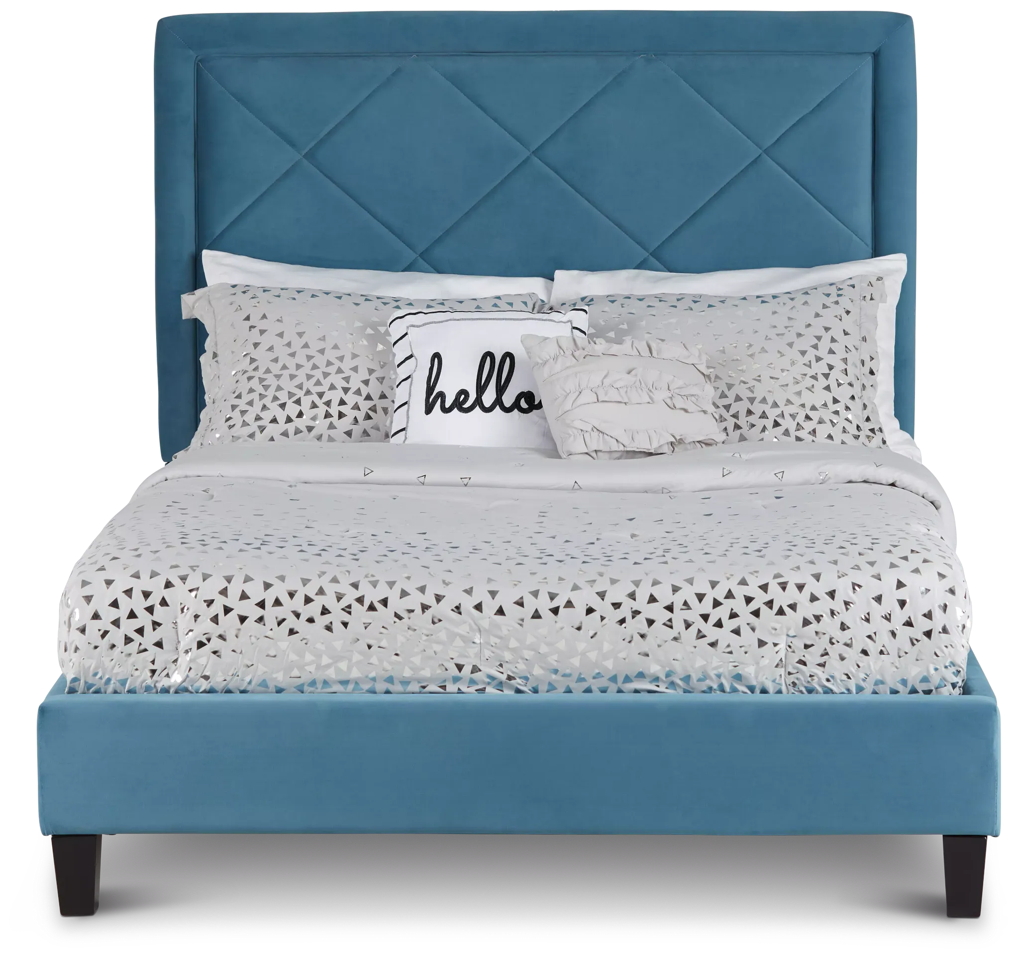 Collin Blue Velvet Platform Bed