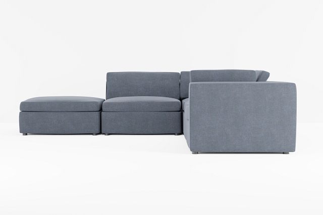 Destin Victory Dark Blue Fabric 5pc Bumper Sectional