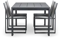 Linear Dark Gray 70" Aluminum Table & 4 Sling Side Chairs