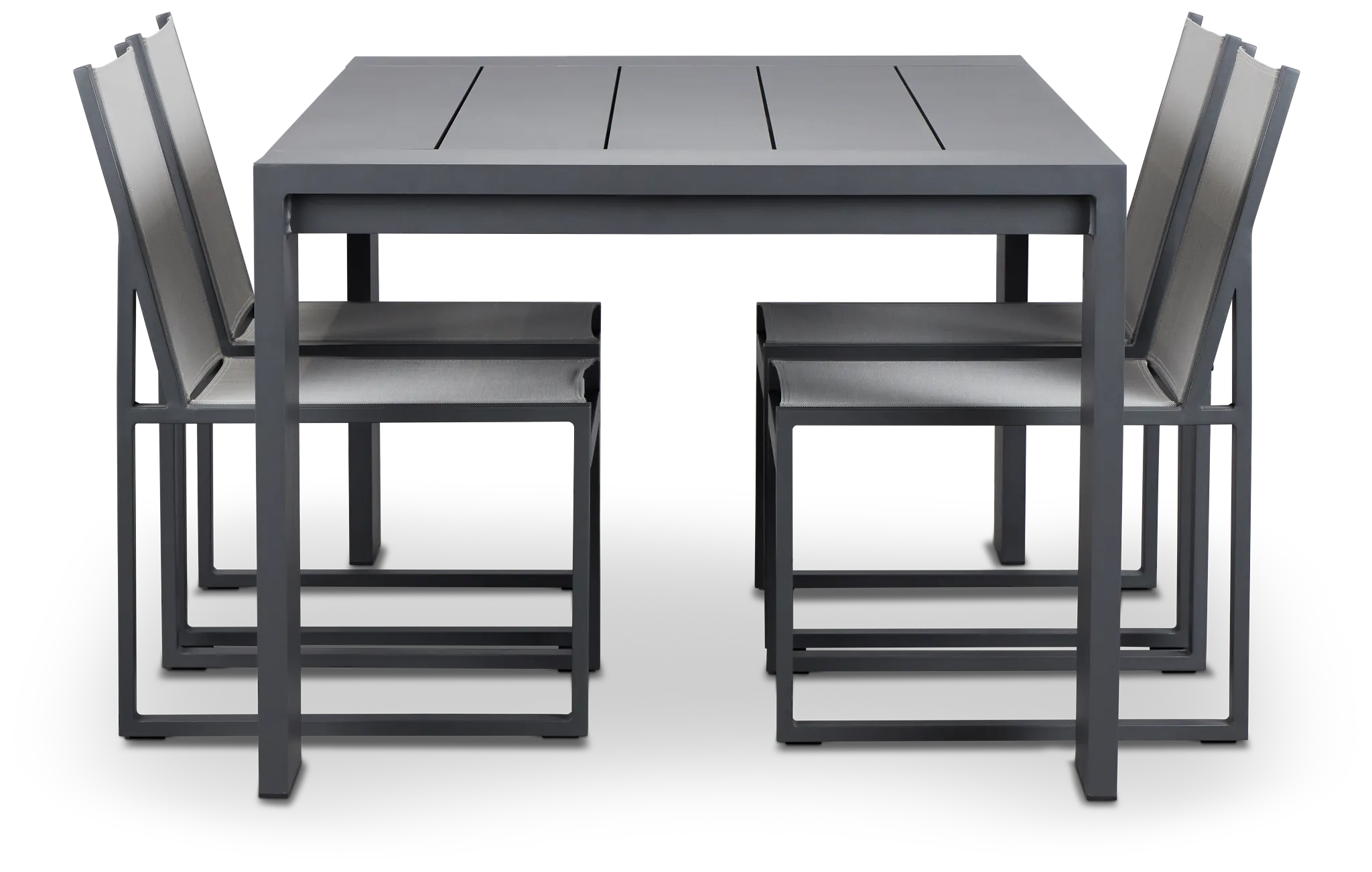 Linear Dark Gray 70" Aluminum Table & 4 Sling Side Chairs