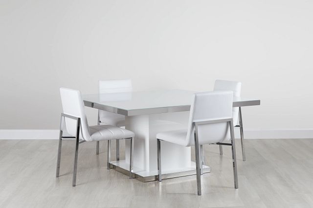 white square dining table set for 4