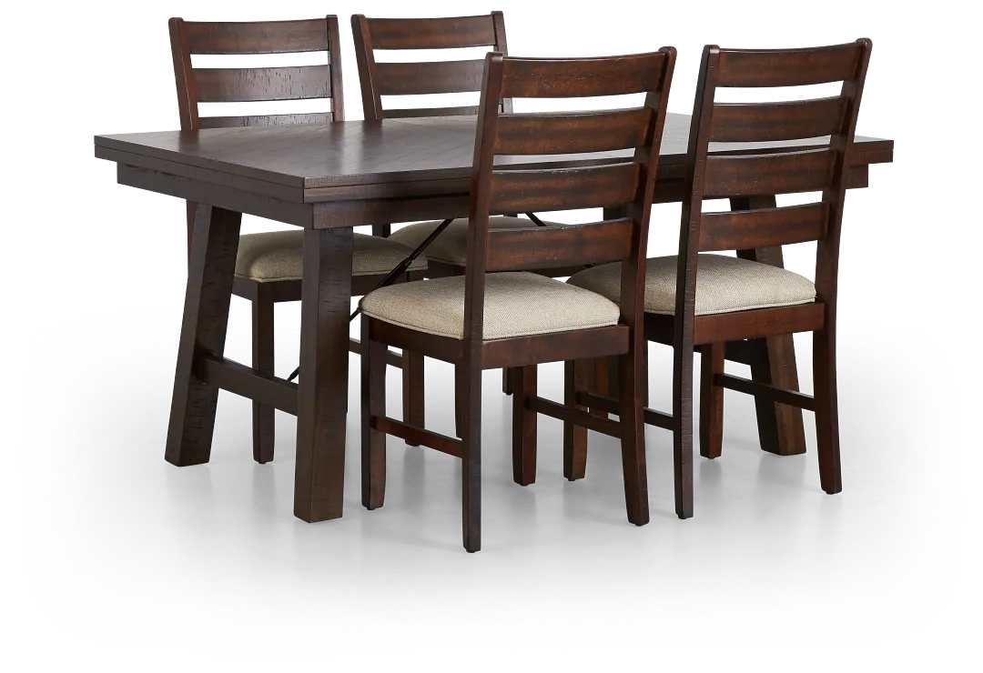 Jax Dark Tone Rect Table & 4 Wood Chairs