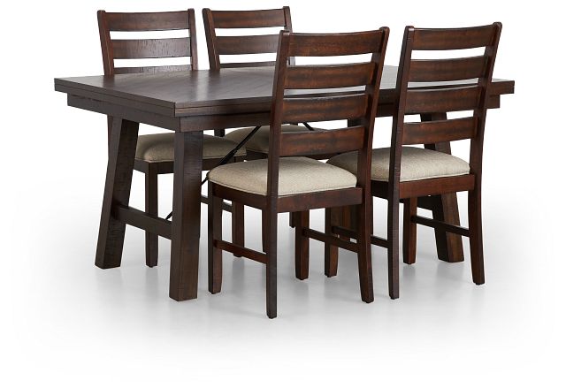 Jax Dark Tone Rect Table & 4 Wood Chairs