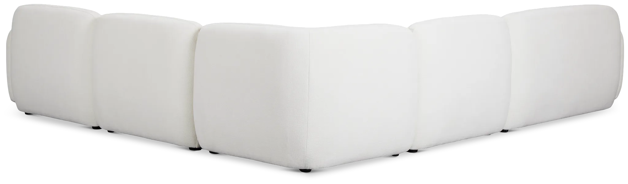 Halsey White Fabric Medium Left Facing Cuddler Sectional