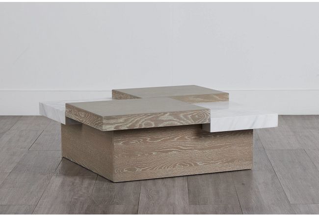 Zephyr Light Tone Stone Square Coffee Table
