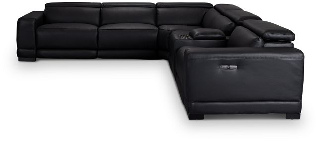 Lombardy Black Micro Medium Triple Power 2-arm Sectional