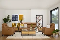 Keaton Brown Lthr/vinyl Power Reclining Sofa W/ Power Headrest