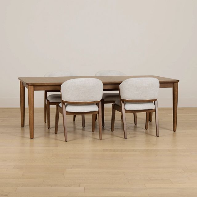 Rockford Light Tone Rect Table & 4 Upholstered Chairs