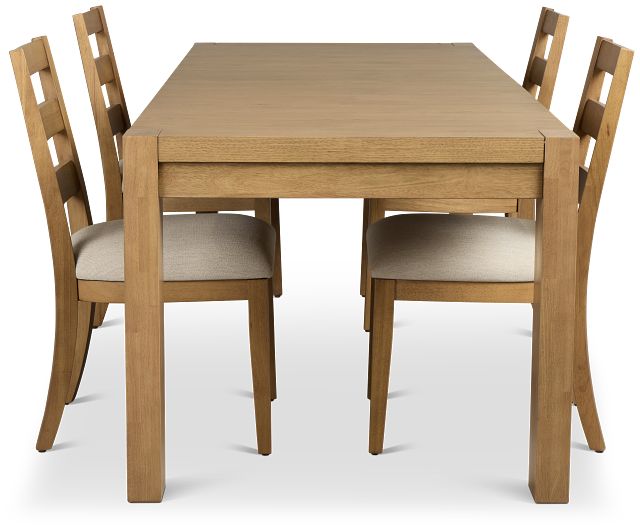 Tahoe Light Tone Rect Table & 4 Slat Chairs