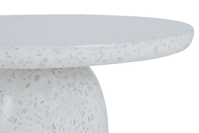 Marseilles White Stone Round End Table