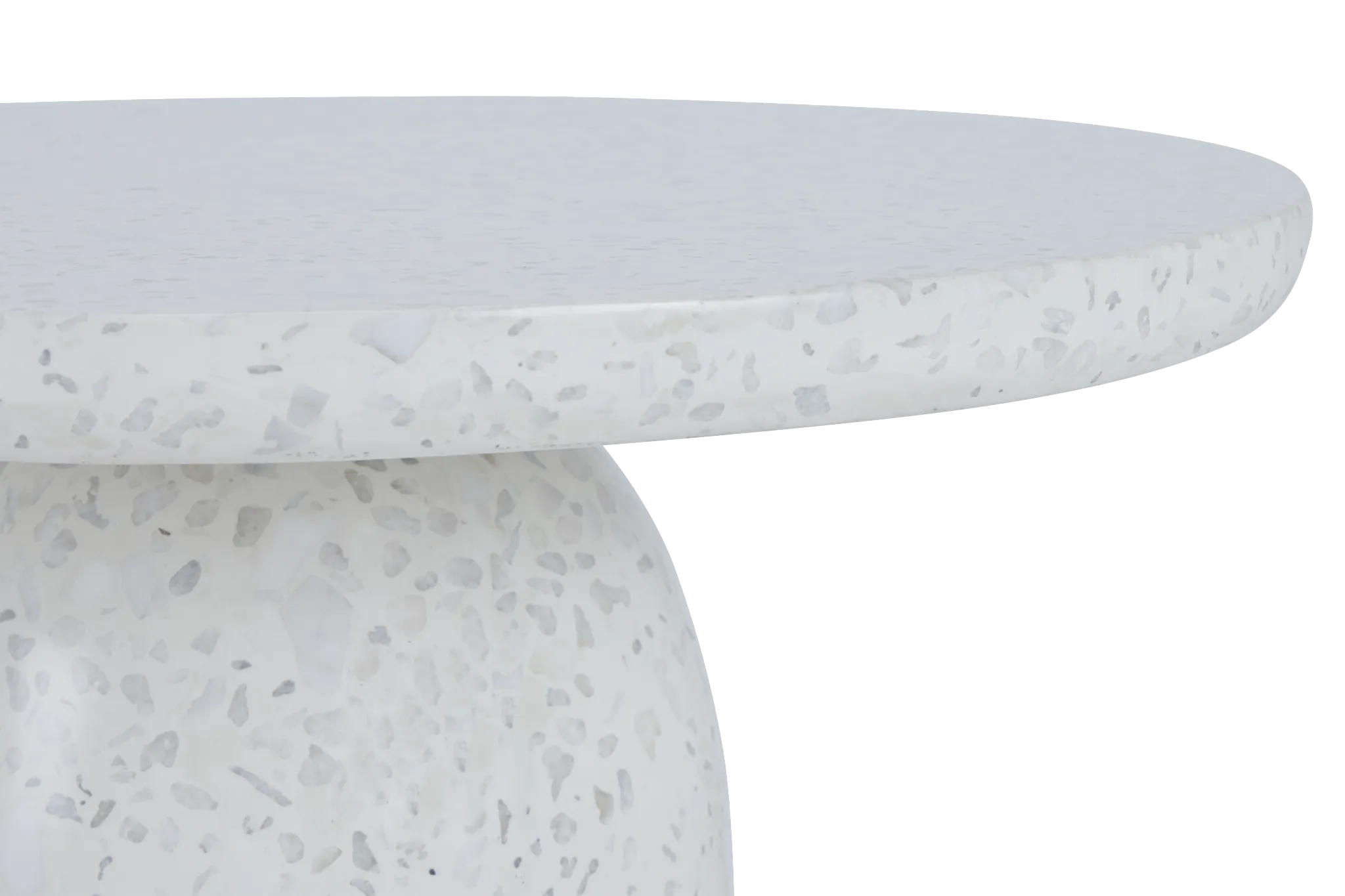 Marseilles White Stone Round End Table