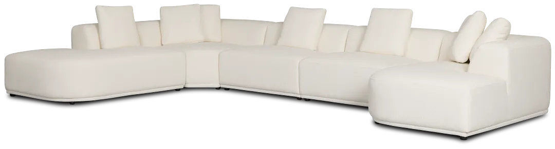Catalina White Fabric Large Right Chaise Sectional