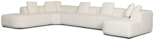 Catalina White Fabric Large Right Chaise Sectional