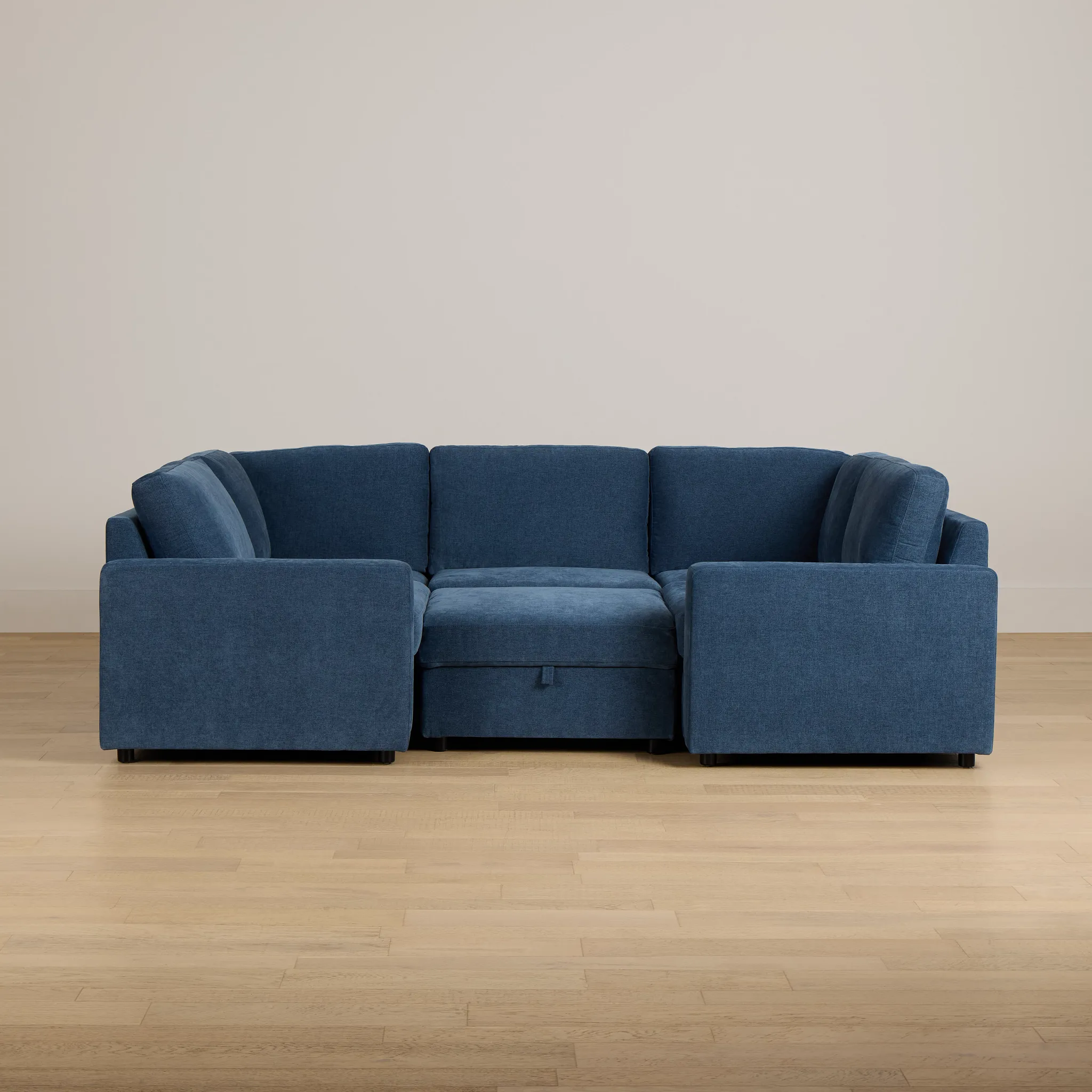 Addie Blue Fabric 6-piece Pit Storage Sectional