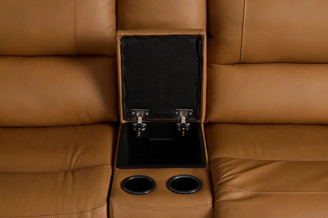 Summit Light Brown Lthr/vinyl Large Triple Power Reclining Two-arm Sectional