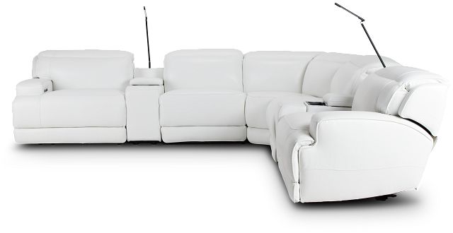 Reign White Lthr/vinyl Large Dual Power Reclining Two-arm Sectional