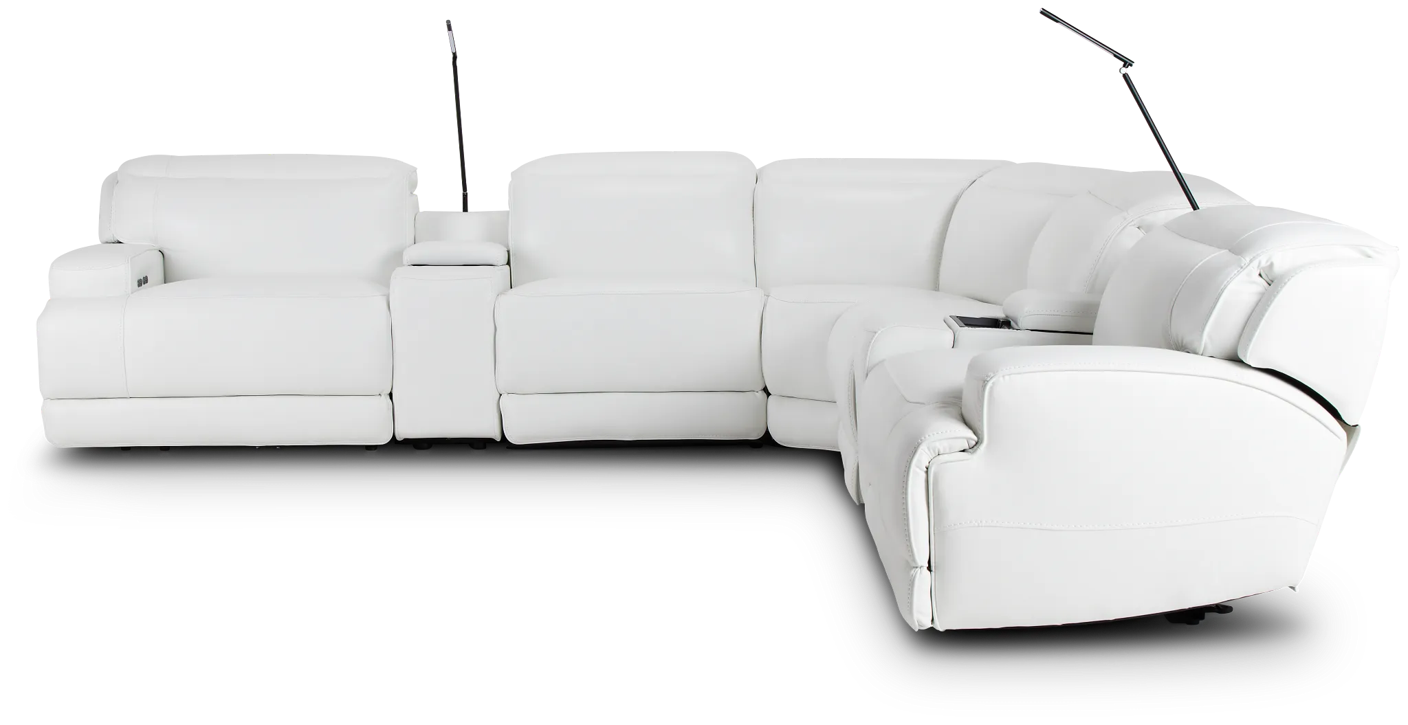 Reign White Lthr/vinyl Large Dual Power Reclining Two-arm Sectional