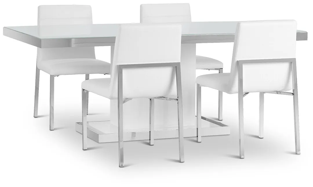 Miami White 78" Table & 4 Chairs