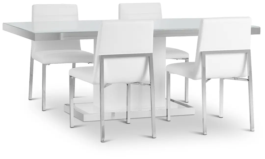 Miami White 78" Table & 4 Chairs Miami White 78" Table & 4 Chairs
