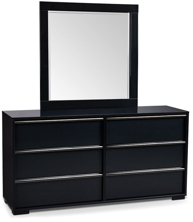 Doral Black Dresser & Mirror