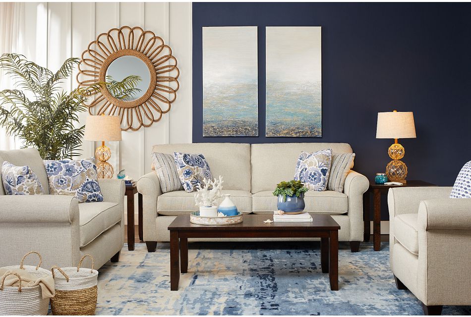 Cameron Beige Fabric Living Room Living Room Living Room Sets