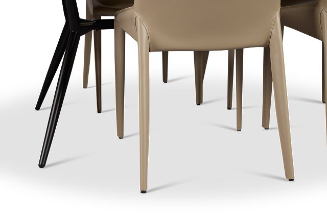 Margo Two-tone Rect Table & 4 Beige Upholstered Chairs