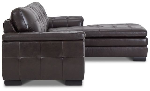 Braden Dark Brown Leather Right Chaise Sectional