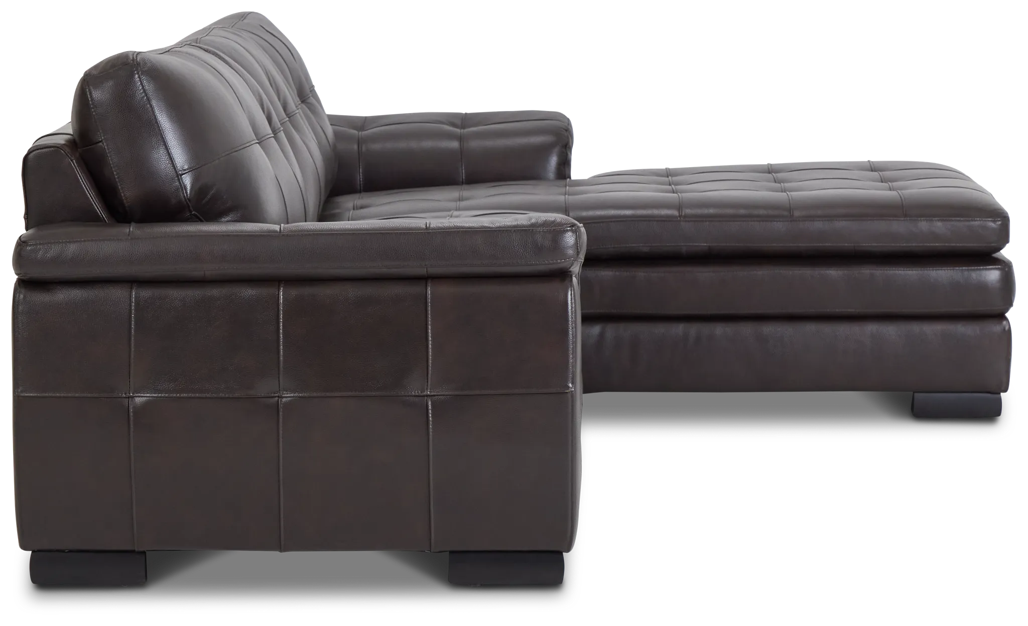 Braden Dark Brown Leather Right Chaise Sectional