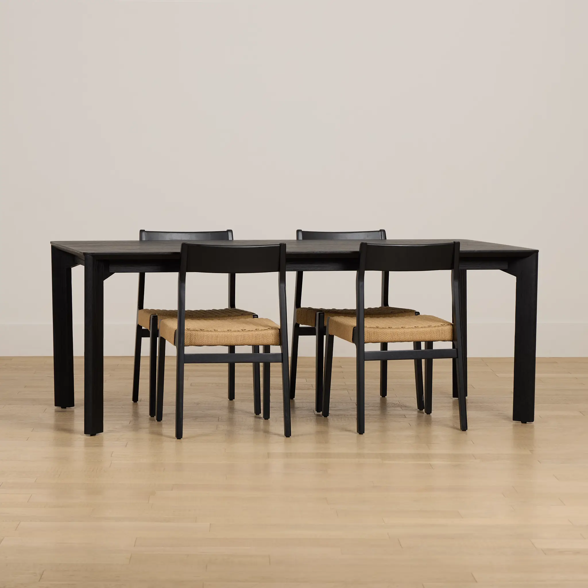 Santorini Black Rect Table & 4 Woven Chairs Santorini Black Rect Table & 4 Woven Chairs