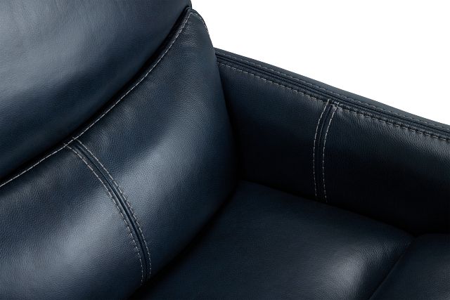 Jonas Dark Blue Lthr/vinyl Power Recliner With Heat And Massage