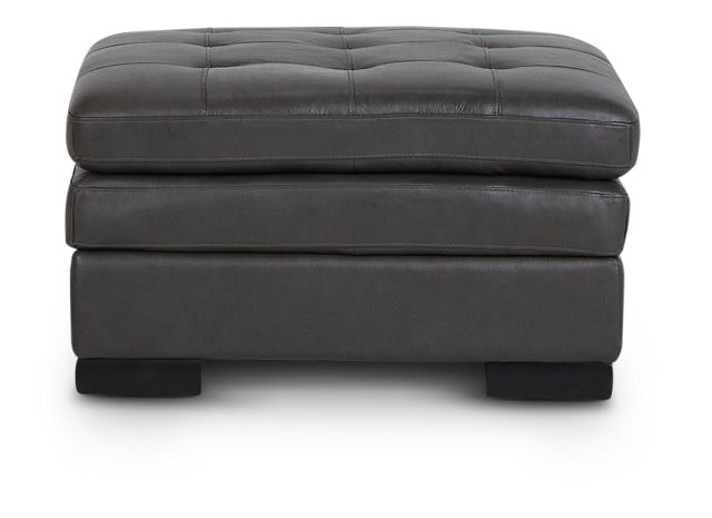 Braden Dark Gray Leather Storage Ottoman