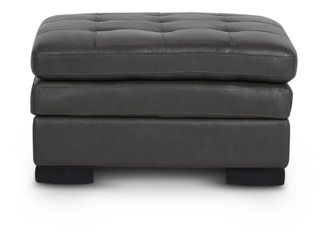 Braden Dark Gray Leather Storage Ottoman