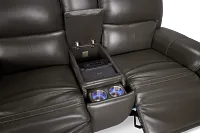 Fallon Dark Gray Lthr/vinyl Power Reclining Console Loveseat W/ Massage