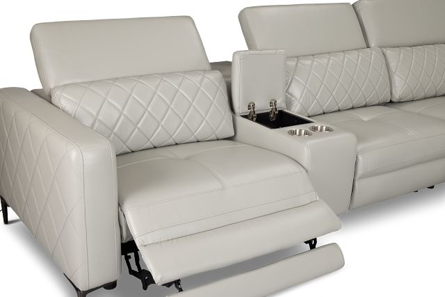 Ava Light Gray Micro Large Dual Power Reclining Two-arm Sectional