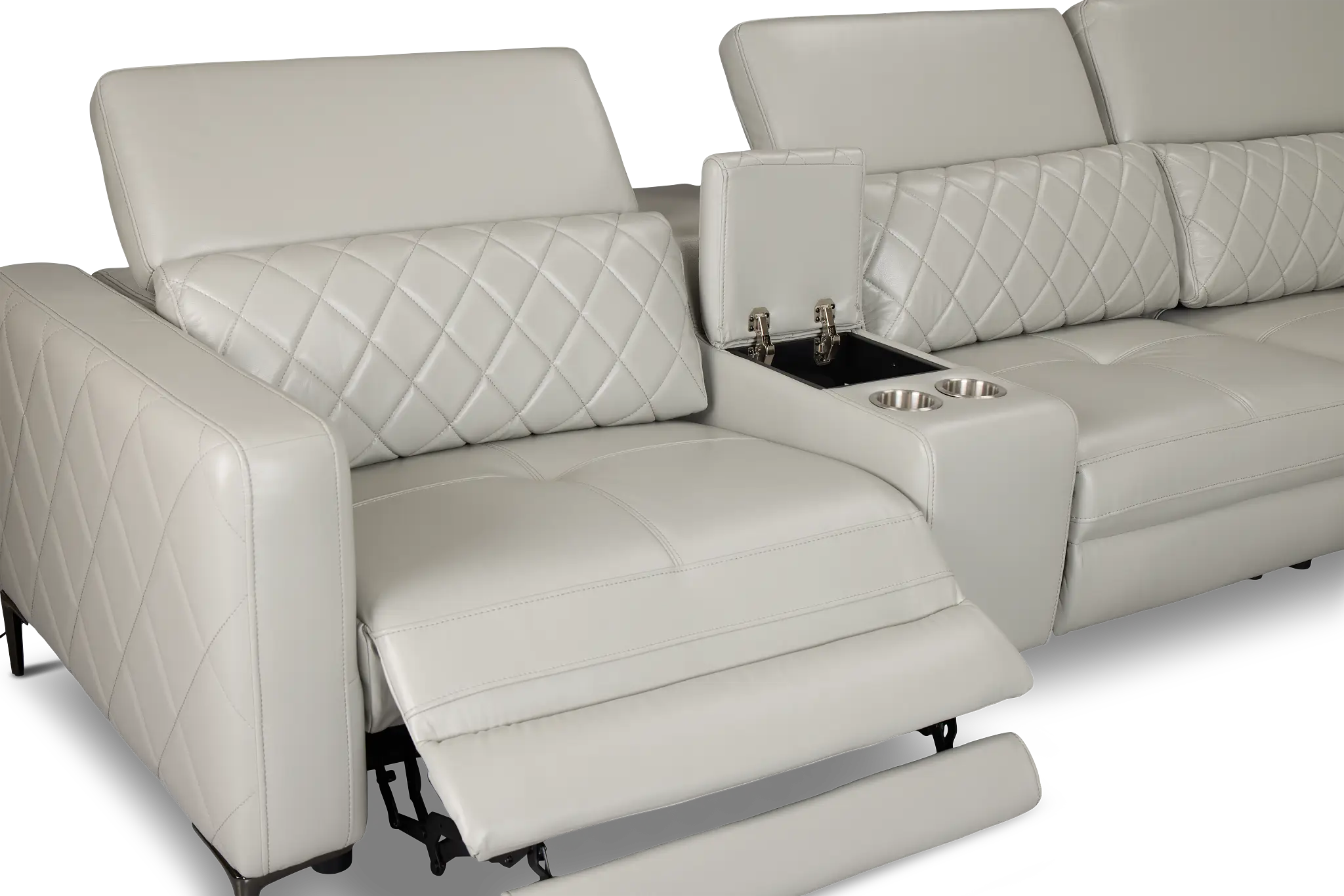 Ava Light Gray Micro Large Dual Power Reclining Two-arm Sectional Ava Light Gray Micro Large Dual Power Reclining Two-arm Sectional