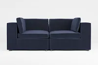 Destin Joya Dark Blue Velvet 2-piece Modular Sofa