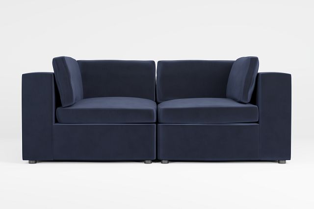 Destin Joya Dark Blue Velvet 2-piece Modular Sofa