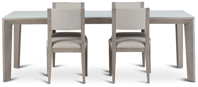 Rio Glass Rect Table & 4 Wood Chairs