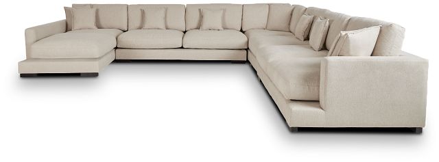 Emery Light Beige Fabric Large Left Chaise Sectional (2)