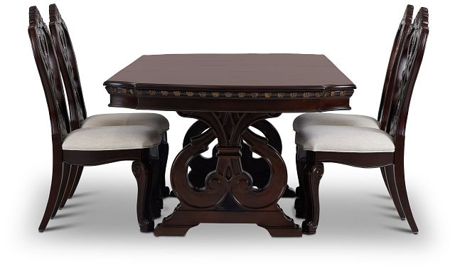 Vigo Dark Tone Rect Table & 4 Wood Chairs
